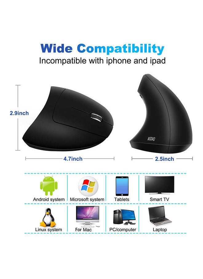 Wireless Bluetooth Vertical Mouse Black