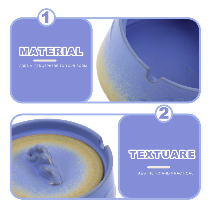 Ceramic Windproof Ashtray with Lid for Indoor Outdoor Use Home Office Garden - Image 4
