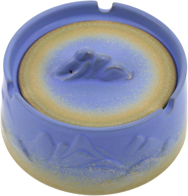 Ceramic Windproof Ashtray with Lid for Indoor Outdoor Use Home Office Garden - Image 1