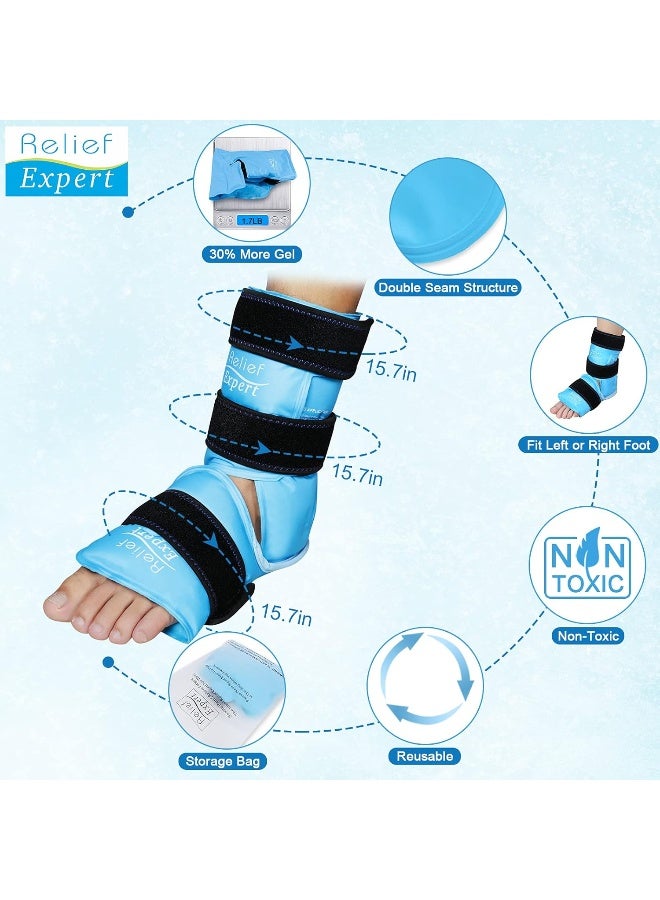 Relief Expert Ankle Foot Ice Pack Wrap, Reusable Gel Cold Pack with Cold Compress Therapy for Achilles Tendon, Heel Ice Pack for Soothing and Recovery - Blue - Image 4