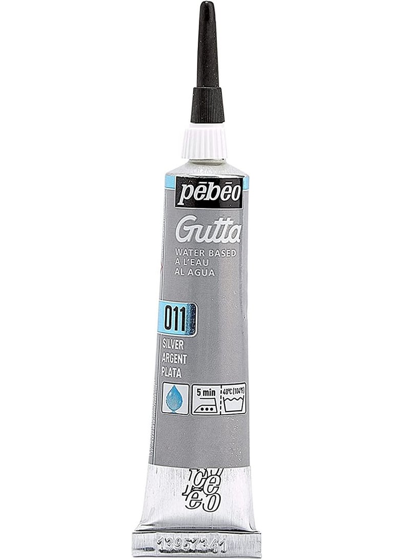 Pebeo Setasilk Silk Painting Water-Based Gutta Tube, 20 ml Silver - Image 1