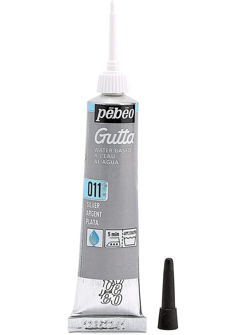 Pebeo Setasilk Silk Painting Water-Based Gutta Tube, 20 ml Silver - Image 2