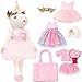 Toylink Unicorn Doll Stuffed Animal Toys for Girls Ballerina Doll Plush Carrier Bag 3 Set Cloth Accessories Kids Pretend Play Crochet Gifts Birthday Gift for 3 4 5 6 Year Old Little Girl Unicorn Toys - Image 4