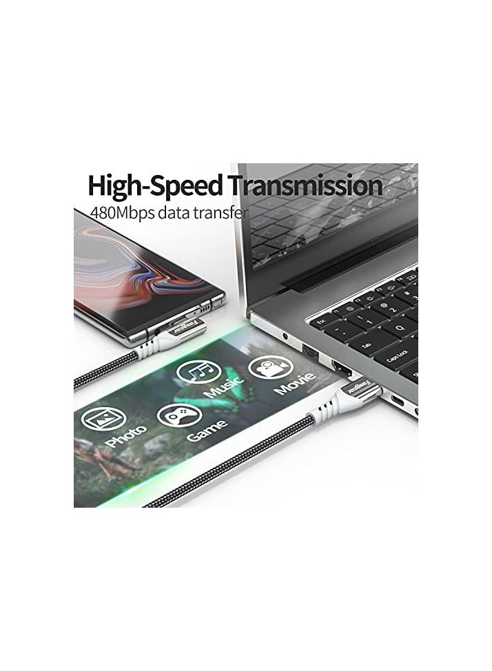 فاسجير كابل USB C 90 درجة: سلك شحن سريع من النوع C بزاوية قائمة، سلك شحن سريع متوافق مع Sam-sung Galaxy S24 S10 plus S9 S8 A70 A51 | هوا وي بي 30 بي 20 | ريد مي نوت 8 (6 قدم، 2 أسود) - Image 4