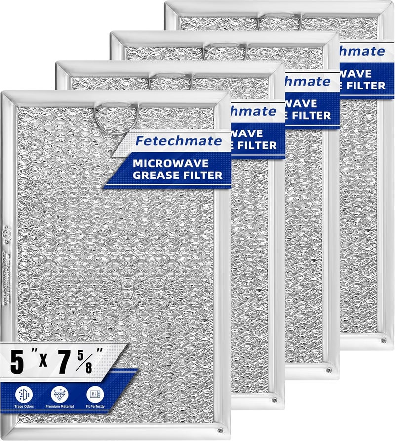 Fetechmate WB06X10309 Microwave Grease Filters Compatible with G.E Microwave Oven by Replace Filters WB06X10654 WB06X10359-5 in X 7-5/8 in X 3/32 in (4 PACK) - Image 1