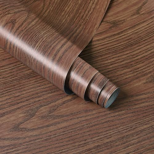 HOMEMATES Self-Adhesive Wallpaper Waterproof Old Furniture Vinyl Stickers Wooden Door Wardrobe Desktop PVC Wall Papers 45 X 304 CM- (Walnut Brown) - Image 1