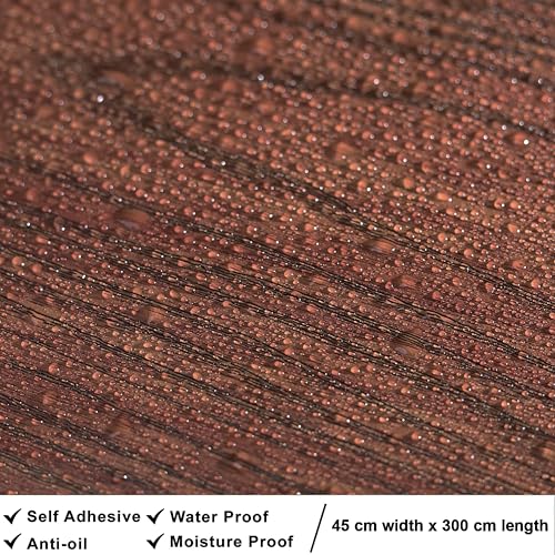HOMEMATES Self-Adhesive Wallpaper Waterproof Old Furniture Vinyl Stickers Wooden Door Wardrobe Desktop PVC Wall Papers 45 X 304 CM- (Walnut Brown) - Image 5