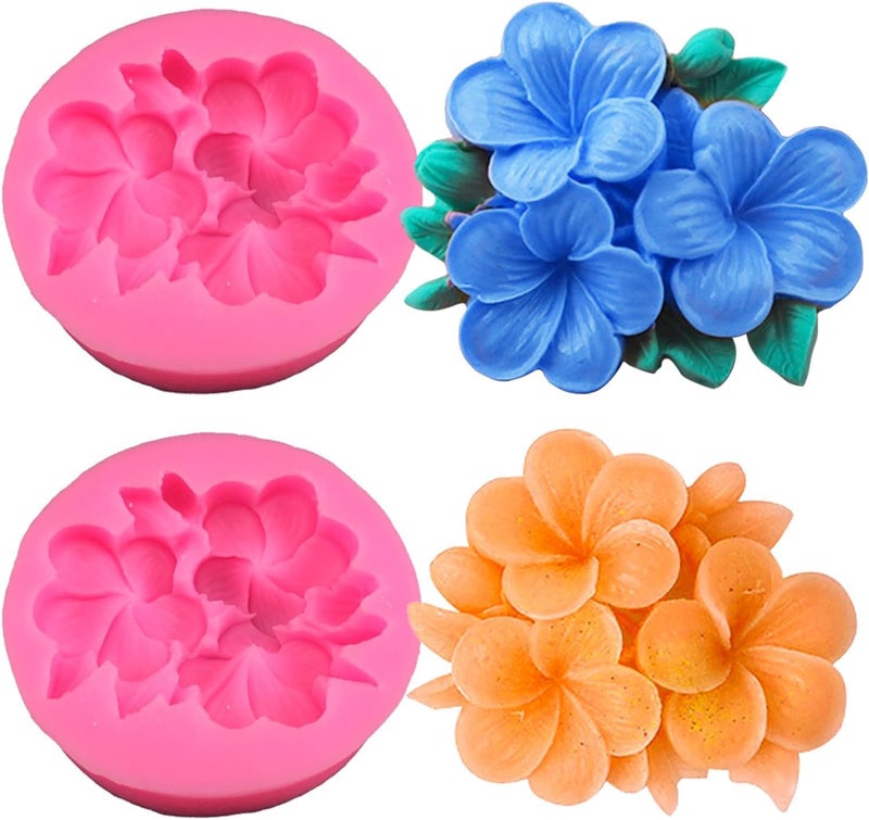 LEGACYCART Plumeria Flower Silicone Mold 3D Cute Flower Resin Candle Molds for Candle Making Silicone Fondant Chocolate Cake Decorating Mold Candle Soap Wax Resin Concrete Clay Casting Craft Mould (PACK OF 2) - Image 1