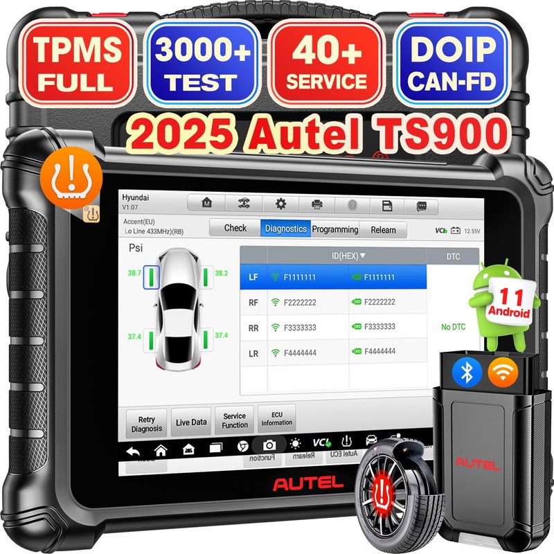 Autel Autel MaxiTPMS TS900 Scanner 2025 Bidirectional Scan Tool Top TPMS as MS906 PROTS Up of MK900TS MX900TS MK808STS MK900 TS608 3000 Active Tests 40 Service CANFD DOIP OS 110 FCA SGW