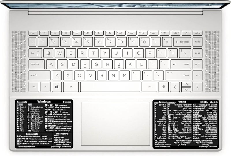 Synerlogic Windows + Word/Excel (for Windows) Quick Reference Guide Keyboard Shortcut Stickers, No-Residue Vinyl (Black/Small/Combo) - Image 1