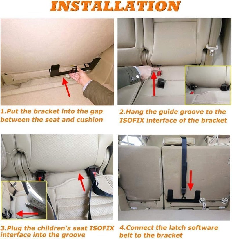 Chelhead Car Seat LATCH Anchor Hooks, ISOFIX Child Safety Seat Mount Bracket Steel Latch Interface for ISOFIX Belt Connector - Image 4