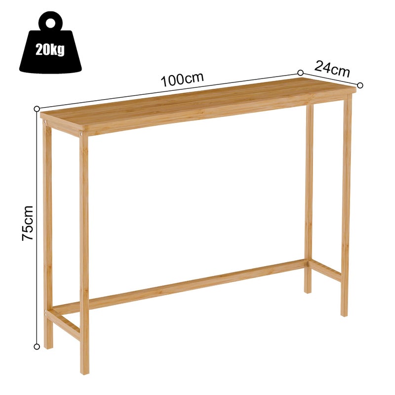 VASMIA Console Table, Entryway Table, Narrow Sofa Table, 39" Bamboo Hallway Table for Entryway, Living Room, Bedroom, Foyer, Natural - Image 3