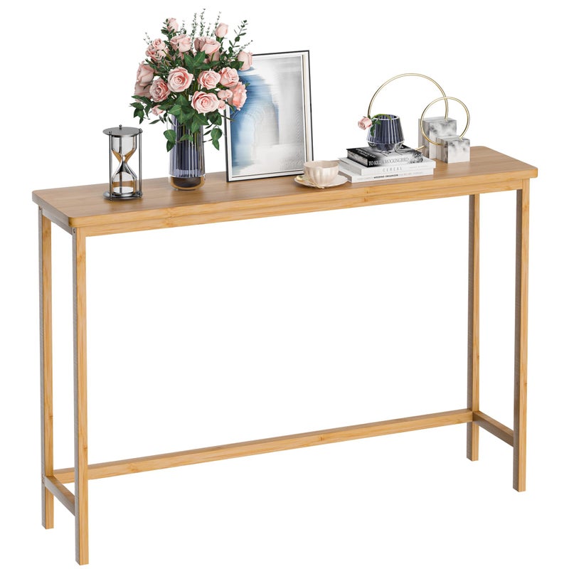 VASMIA Console Table, Entryway Table, Narrow Sofa Table, 39" Bamboo Hallway Table for Entryway, Living Room, Bedroom, Foyer, Natural - Image 1