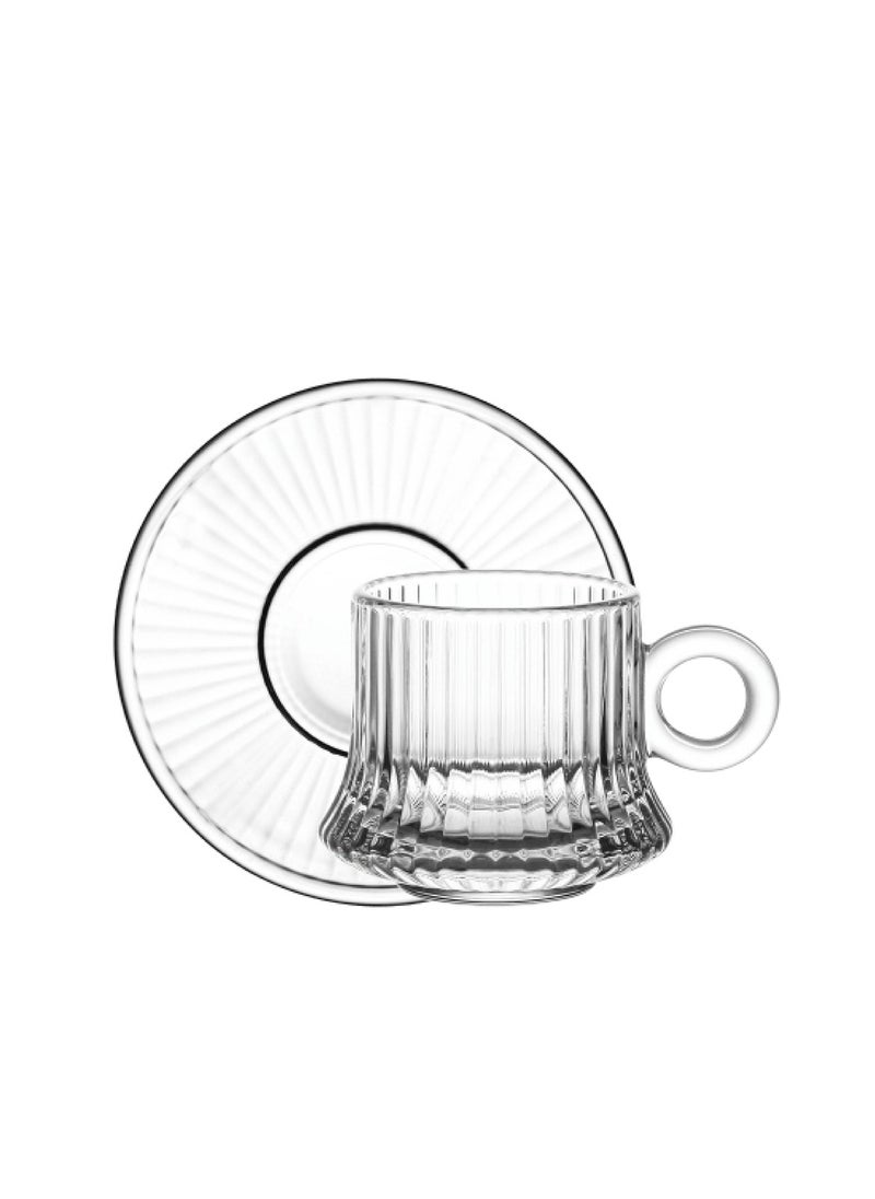 Cuisine Art Doyalex Glass by Cuisine Art Tea Cup & Saucer Set - 190ml, 12-Pieces, Transparent (CS-058C)  - Image 1