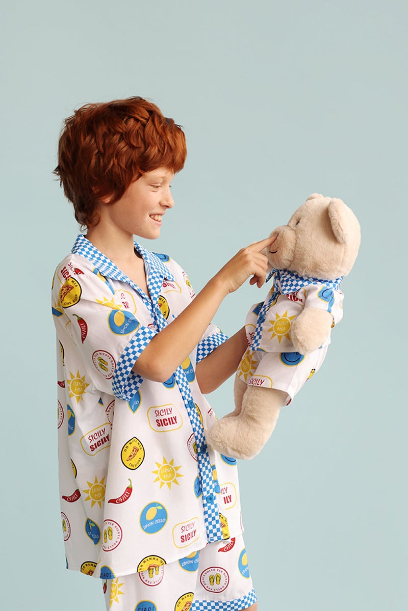 Luna Mia 'Sicily' Pyjama Set With Matching Teddy Bear - Image 1
