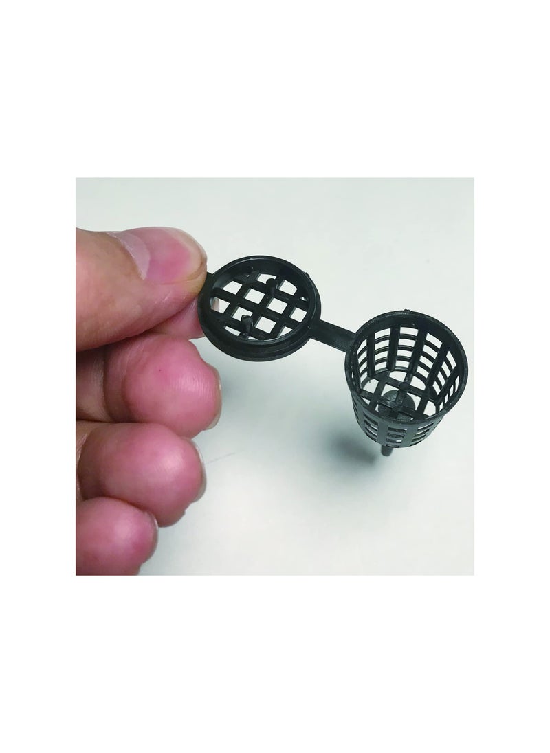 SYOSI Garden Fertilizer Mesh Baskets Set, Plastic Portable Aquarium Nursery Pots Nutrition Plant Food Net Pot for Succulent Orchid Bonsai Plant Tool, Planting Nutrition Cups Bonsai Flower Black (25 Pack)  - Image 3