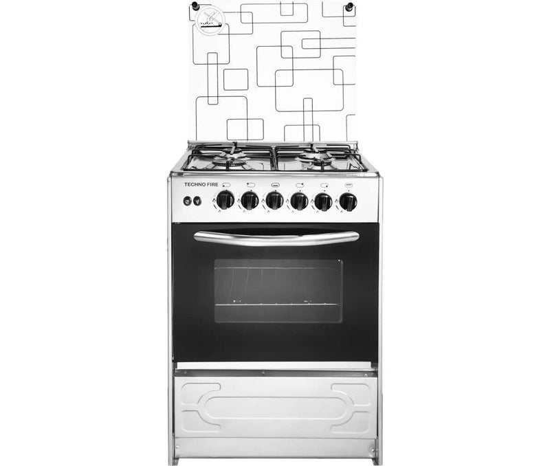 Techno Fire Silver Cooker With Grill 4 Burners 55x55cm - Image 1