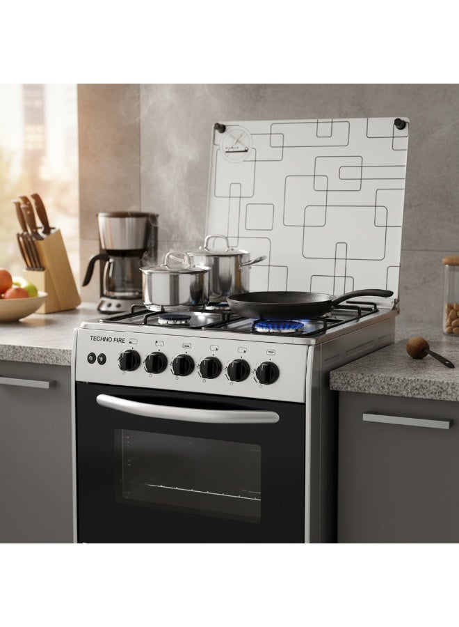 Techno Fire Silver Cooker With Grill 4 Burners 55x55cm - Image 3