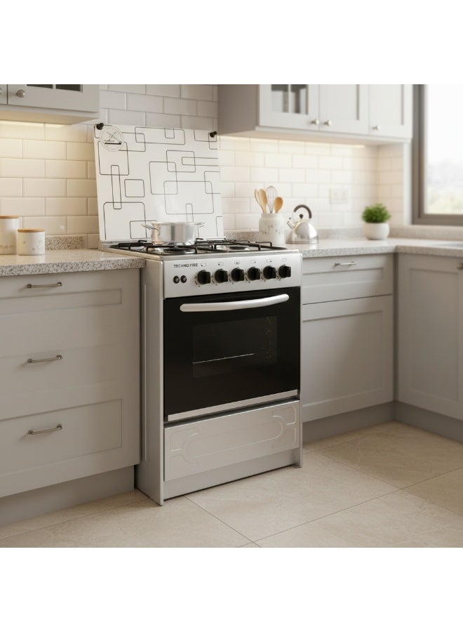 Techno Fire Silver Cooker With Grill 4 Burners 55x55cm - Image 2