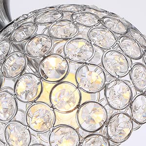 Virya Crystal Ball Pendant Light, Chrome Finish Chandelier for Kitchen Island, Dining Room, Bar, Bathroom, Loft, Entryway - Image 3
