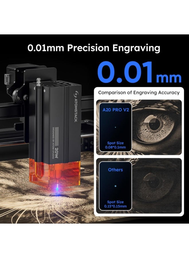 اوتومستاك ATOMSTACK 20W الليزر النقش، A20 PRO V2 الليزر القطع، آلة النقش الليزر عالية الدقة للهدايا الشخصية، بطاقات العمل، الخشب، المعدن، الأكريليك، الجلد - Image 4