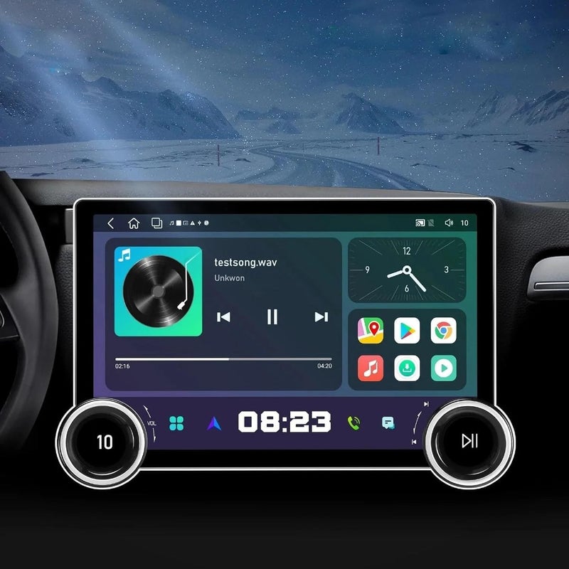 Car Display Screen 10-Inch,2/32GB,Dual Knobs,HD 1280 * 720, Carplay, Android Auto,Supported Parking Camera, GPS, Steering Wheel Control, Android 14,Included Frame Connection Cables - Image 1