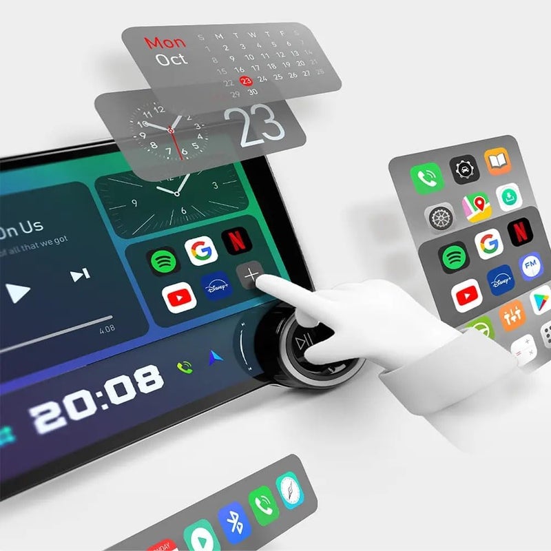 Car Display Screen 10-Inch,2/32GB,Dual Knobs,HD 1280 * 720, Carplay, Android Auto,Supported Parking Camera, GPS, Steering Wheel Control, Android 14,Included Frame Connection Cables - Image 3