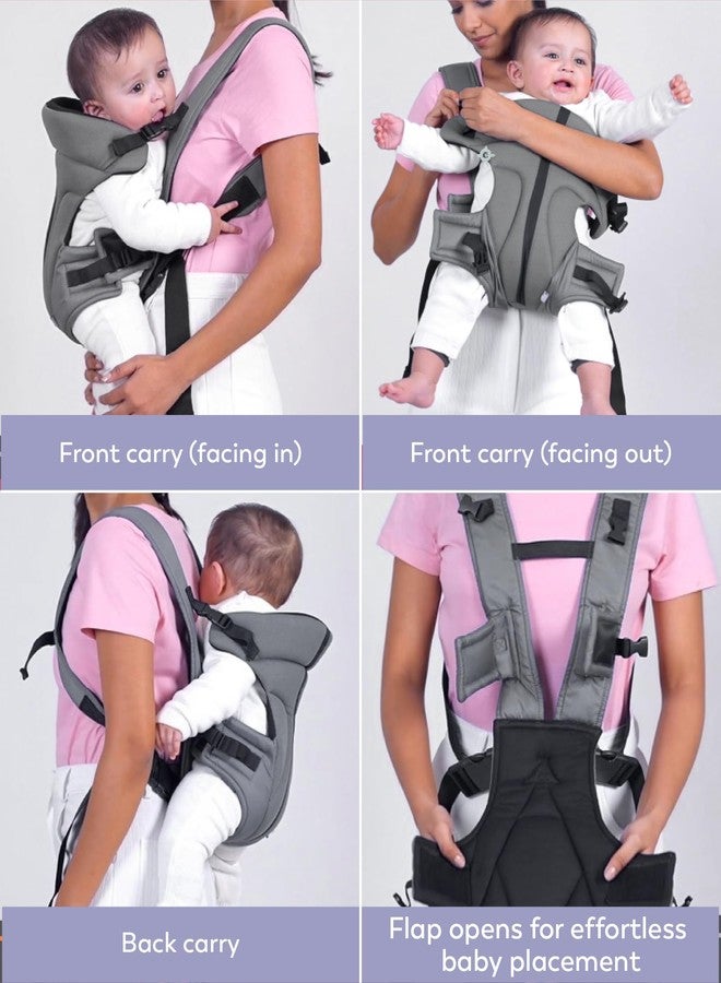 Mi Arcus 3-in-1 Multifunctional Baby Carrier with Breathable Fabric,Adjustable Padded Straps, and Foldable Head Rest - Grey - Image 4