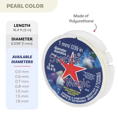 Stretch Magic Elastic Beading Cord – Pearl Color, 1mm in Diameter, 5-Meter (16.4 ft) - Easy to Knot, Strong & Stretchy String for Making Beaded Jewelry - Image 3