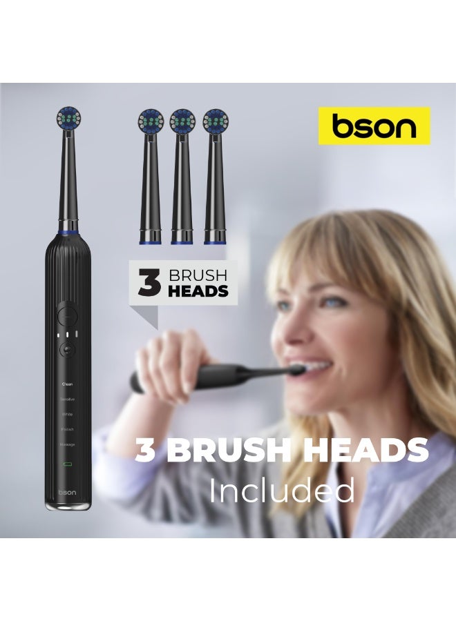 BSON Premium Sonic Electric Toothbrush for Adults, Advanced Whitening & Plaque Removal, 15 Cleaning Modes, Deep Clean & Gum Care, IPX7 Waterproof, Type C Powered, 3 Brush Heads, Luxury Travel Case - Image 5