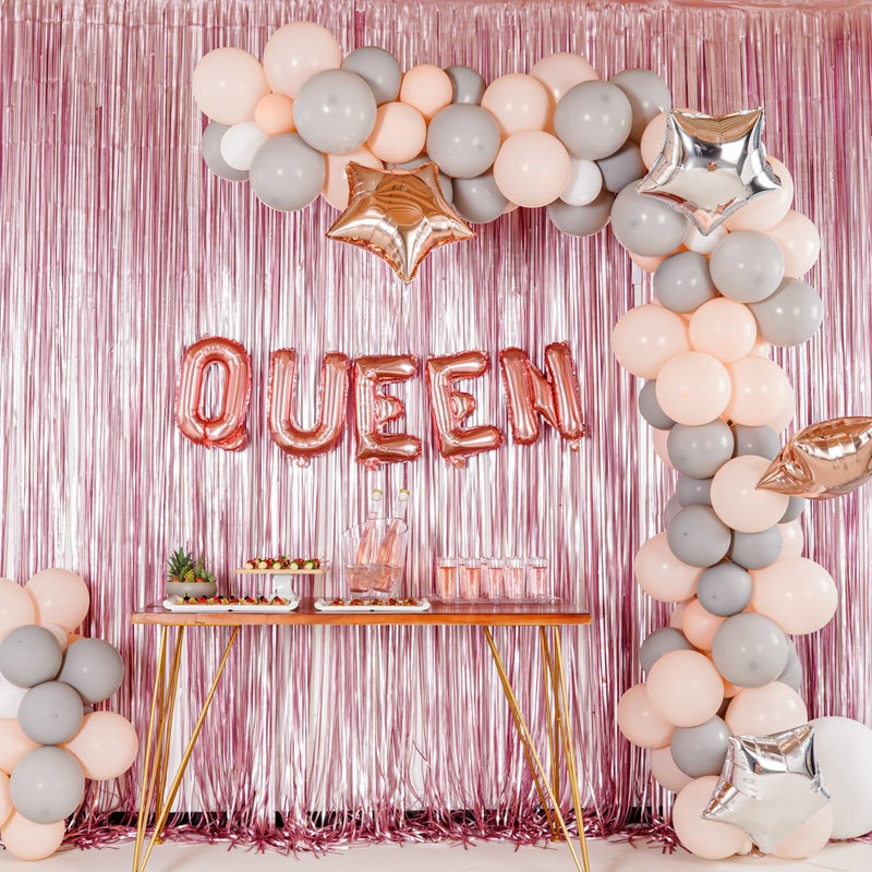 Restaurantware بالون حروف بالونيفاي 16 بوصة، بالون حرف واحد للحفلات - حرف Q، بالون ميرايل ذاتي الإغلاق، بالون فويل وردي ذهبي، حلقة تعليق، زينة لعيد الميلاد، الزفاف، أو التخرج - Image 4