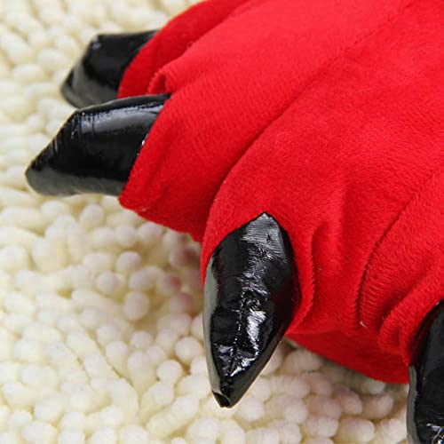 acdiac Unisex Soft Monster Claw Slippers Fun Dino Slippers Animal Paw Shoes For Men Women Boy Girl With Home Halloween Party Cosply Costume Footwear (Small, RED) - Image 2