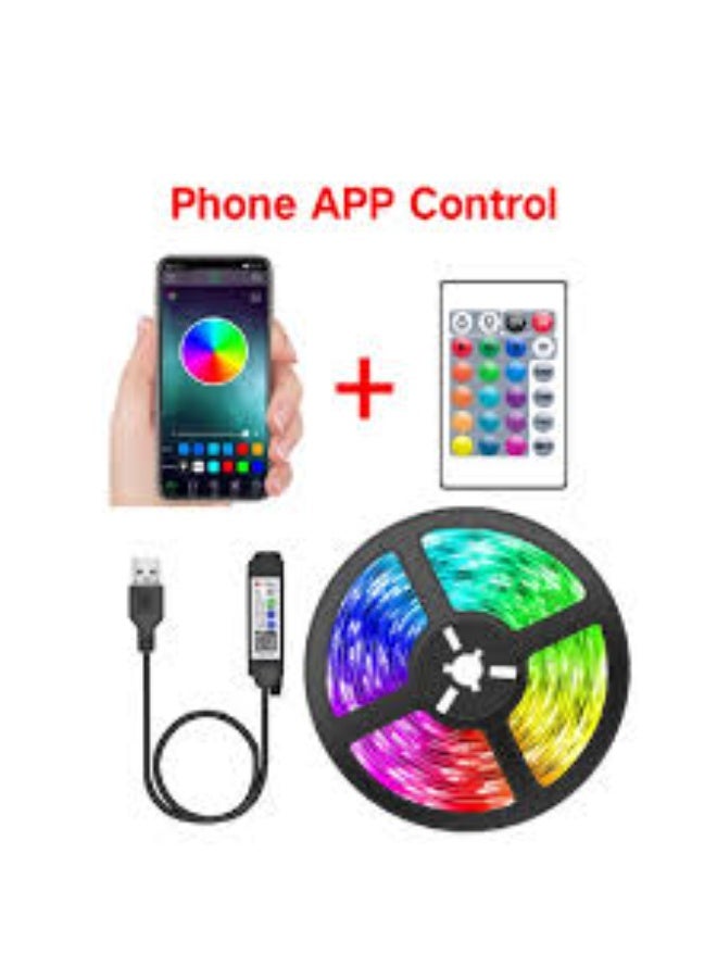 شريط إضاءة نيون LED ذكي ومرن بطول 5 أمتار بتقنية بلوتوث RGB، يتزامن مع الموسيقى، مثالي لتزيين المنزل، المطبخ، غرفة النوم، السيارة، الدراجة، الفندق، الحفلات الخارجية، الحديقة، سطح المكتب، التحكم عبر تطبيق الهاتف، يعمل بمنفذ USB. - Image 1