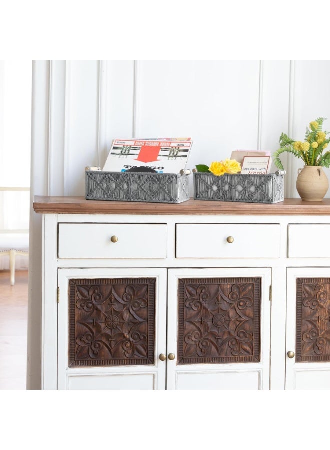 تراسل 2 عبوة سلال تخزين سلال تخزين صندوق ديكور بوهو صندوق ديكور منسوج يدوي منسوج على سطح المرحاض منظم خزانة خزانة المرحاض لغرفة النوم غرفة المعيشة المنزل - Image 5