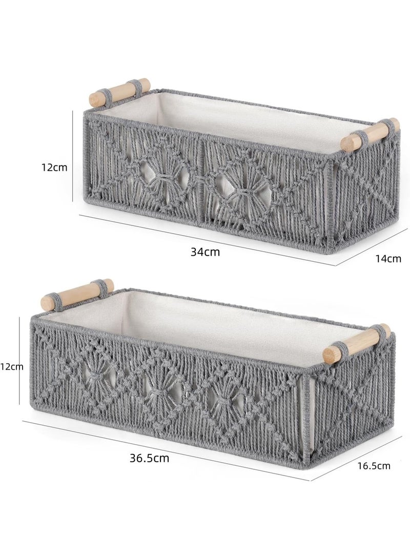 تراسل 2 عبوة سلال تخزين سلال تخزين صندوق ديكور بوهو صندوق ديكور منسوج يدوي منسوج على سطح المرحاض منظم خزانة خزانة المرحاض لغرفة النوم غرفة المعيشة المنزل - Image 3