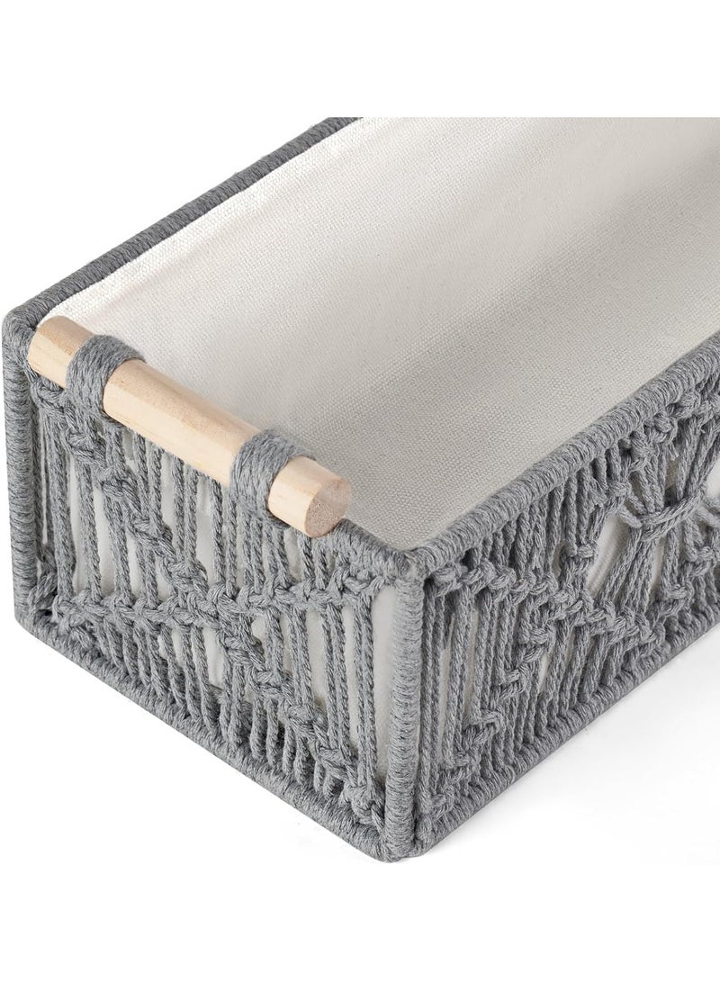 تراسل 2 عبوة سلال تخزين سلال تخزين صندوق ديكور بوهو صندوق ديكور منسوج يدوي منسوج على سطح المرحاض منظم خزانة خزانة المرحاض لغرفة النوم غرفة المعيشة المنزل - Image 4