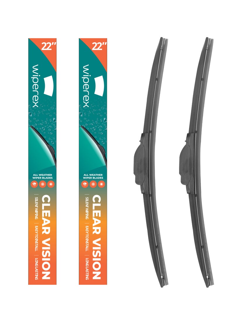Wiperex WiperEx Wiper Blades for Landrover Range Rover Sport 2005 2006 2007 2008 2009 2010 2011 2012 22" + 22" All Weather, Uniform Wiping, Premium Rubber, Perfect Fit, Silent (Set of 2)  - Image 1