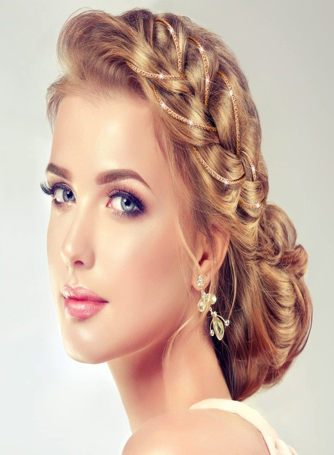 Shidara مجموعة شيدارا المكونة من 6 قطع من سلاسل الشعر المرصعة بأحجار الراين الفاخرة للنساء، تتضمن خرز اللؤلؤ وأحجار الراين، وإكسسوارات مجوهرات الشعر، ومشابك وصلات الشعر الكريستالية، ودبابيس فضية وذهبية للضفائر (ذهبي لامع) 001126 - Image 5