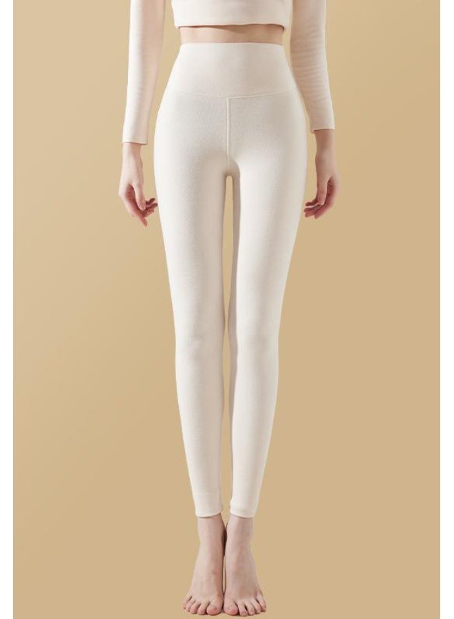 NIBEMINENT سراويل شتوية دافئة سميكة من المخمل دافئة عالية الخصر بنطلون مرن ضاغط للنساء - Image 1