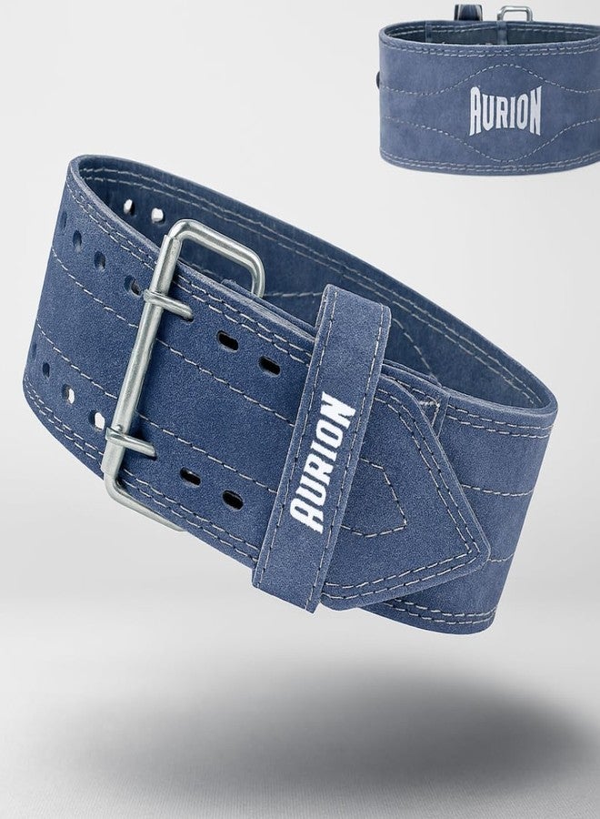 Aurion 6mm Suede Gym Belt for Weight Lifting & Powerlifting | 4-Inch Wide Deadlift, Squat & Heavy Lifting Belt for Men & Women | S-M (26″-36″) Blue Grey - Image 1