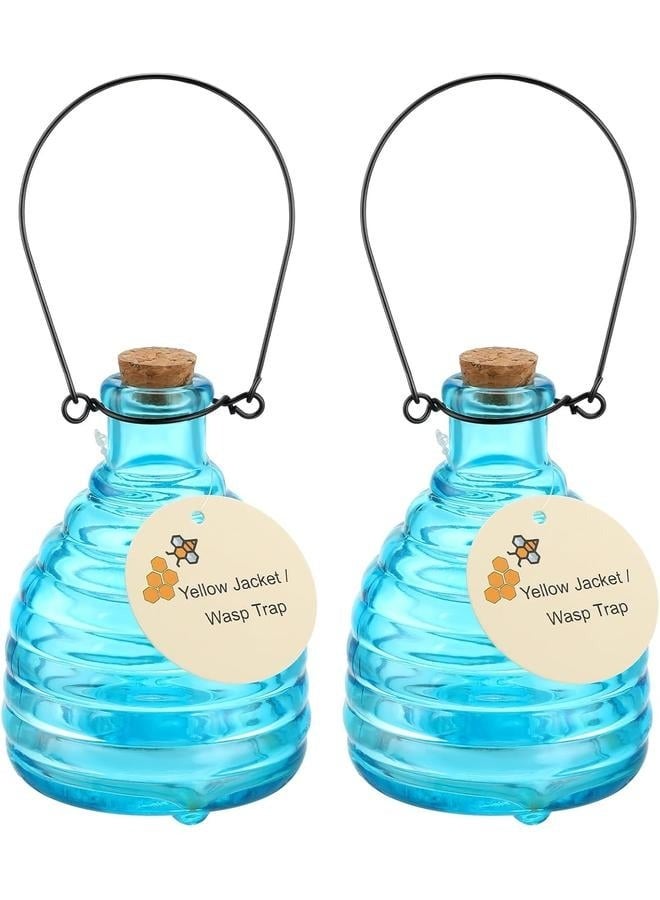 Generic 2 Pieces Glass Wasp Trap Outdoor Hanging Reusable Wasp Traps with Steel Hooks Yellow Jacket Catchers Trap for Outside Garden Farm Courtyard Garden  - Image 1