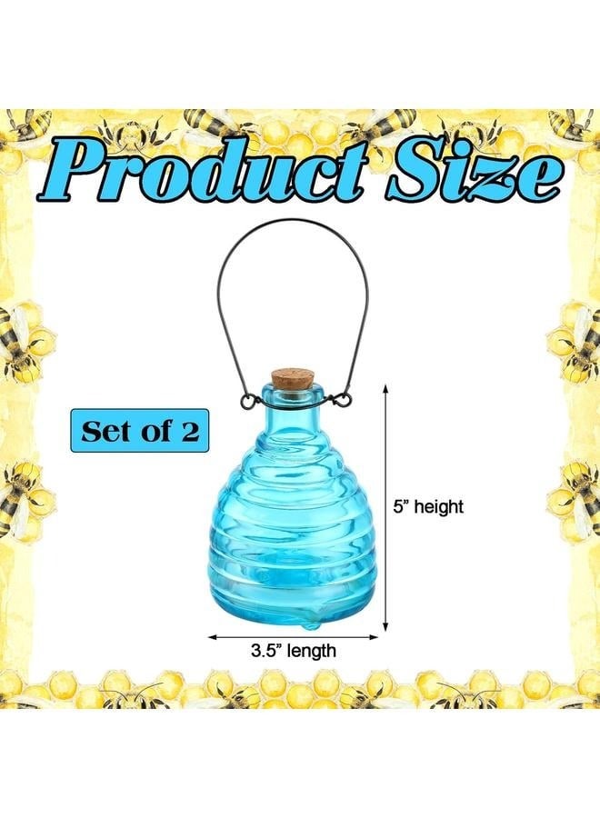 Generic 2 Pieces Glass Wasp Trap Outdoor Hanging Reusable Wasp Traps with Steel Hooks Yellow Jacket Catchers Trap for Outside Garden Farm Courtyard Garden  - Image 2