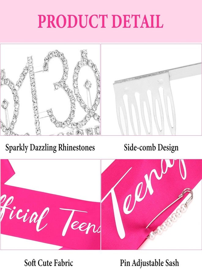 CAVETEE Silver 13th Birthday Crown and Sash Set for Teenagers - Image 5