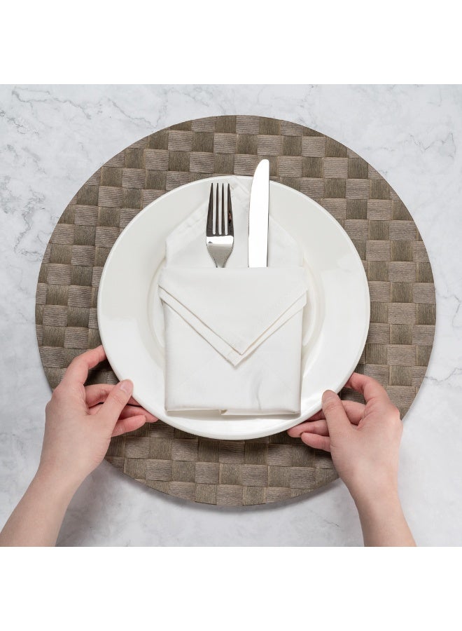 Restaurantware مفرش طاولة دائري من ماكروويف 15 بوصة، مجموعة من 6 مفرش طاولة - متين، سهل التنظيف، مفرش طاولة بلاستيكي بني فاتح للمائدة، للمنازل أو المطاعم - Image 5