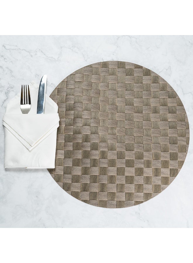 Restaurantware مفرش طاولة دائري من ماكروويف 15 بوصة، مجموعة من 6 مفرش طاولة - متين، سهل التنظيف، مفرش طاولة بلاستيكي بني فاتح للمائدة، للمنازل أو المطاعم - Image 3