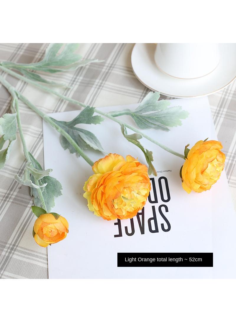 Generic 5-Pieces Artificial flower simulation dew lotus 3 head home decoration plants yellow  - Image 1