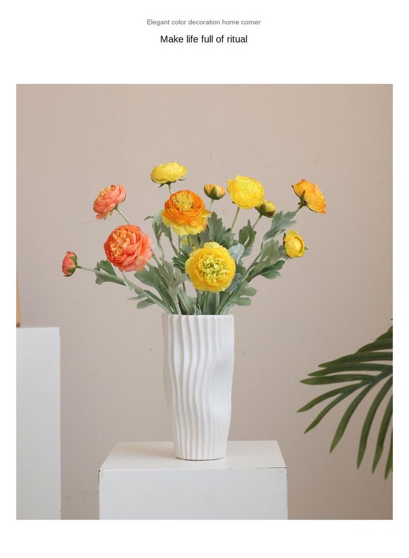 Generic 5-Pieces Artificial flower simulation dew lotus 3 head home decoration plants yellow  - Image 3
