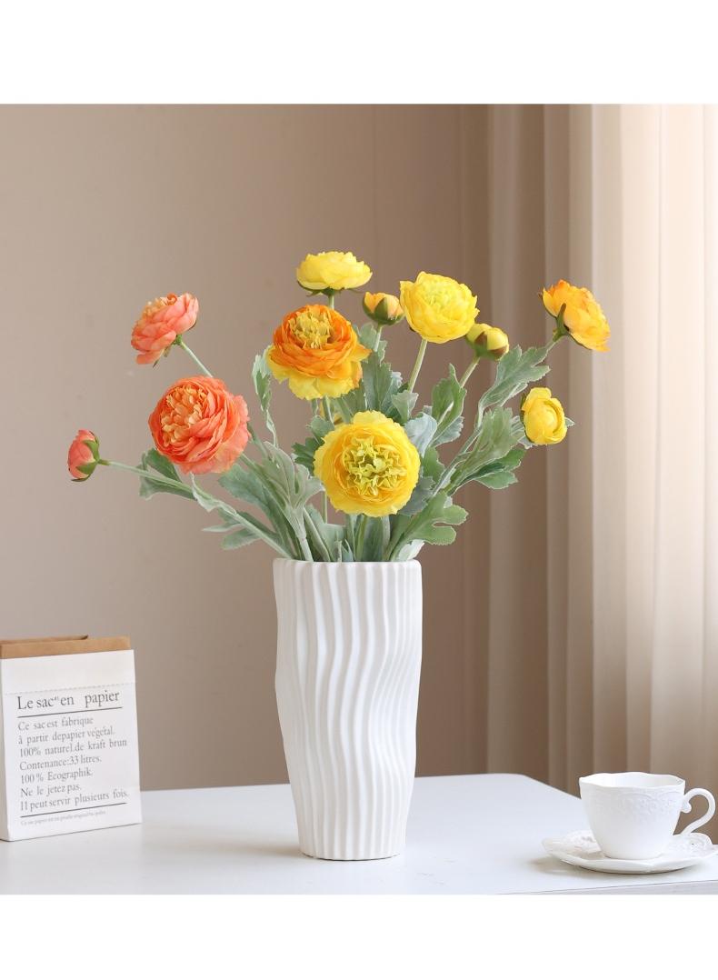 Generic 5-Pieces Artificial flower simulation dew lotus 3 head home decoration plants yellow  - Image 4