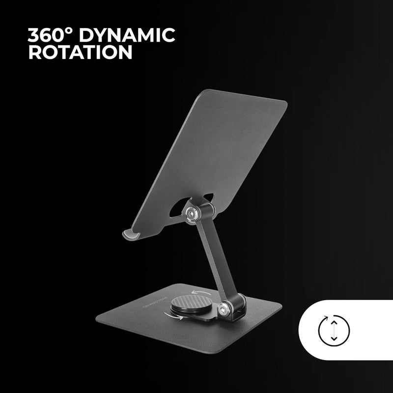 MARS GAMING MA-RST, Tablet and Convertible Stand 2in1 up to 13", Rotatable 360° + Height and Angle Adjustable 180°, Lightweight Steel Foldable Tablet Stand, Anti-Slip, Black - Image 3