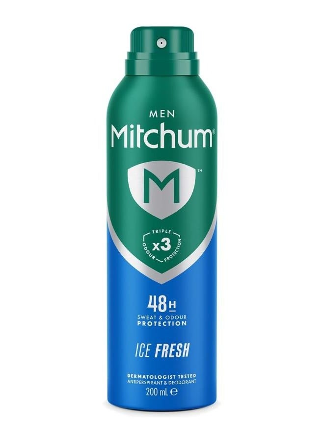 Mitchum Men Triple Odor Defense 48HR Protection Aerosol Deodorant & Anti- Perspirant Ice Fresh 200 ml